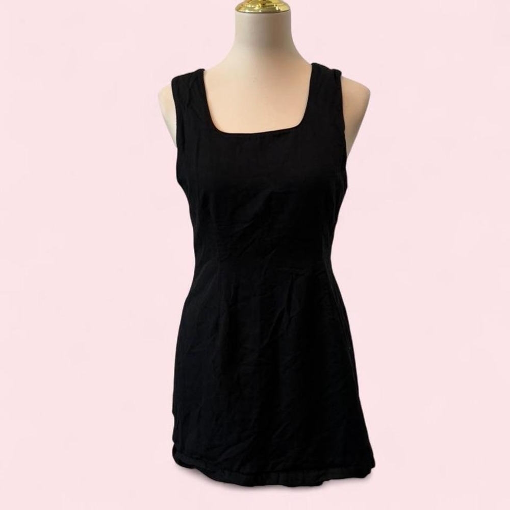 Y2K Gap Black Mini‎ Dress Square Neckline Fitted Silhouette Size 6